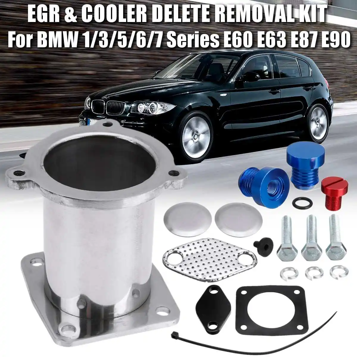 

Aluminum EGR Delete Removal & Cooler Delete Removal Kit FOR BMW 1/3/5/6/7 Series E60 520i 525d 530d 535d Valve Blanking Plugs