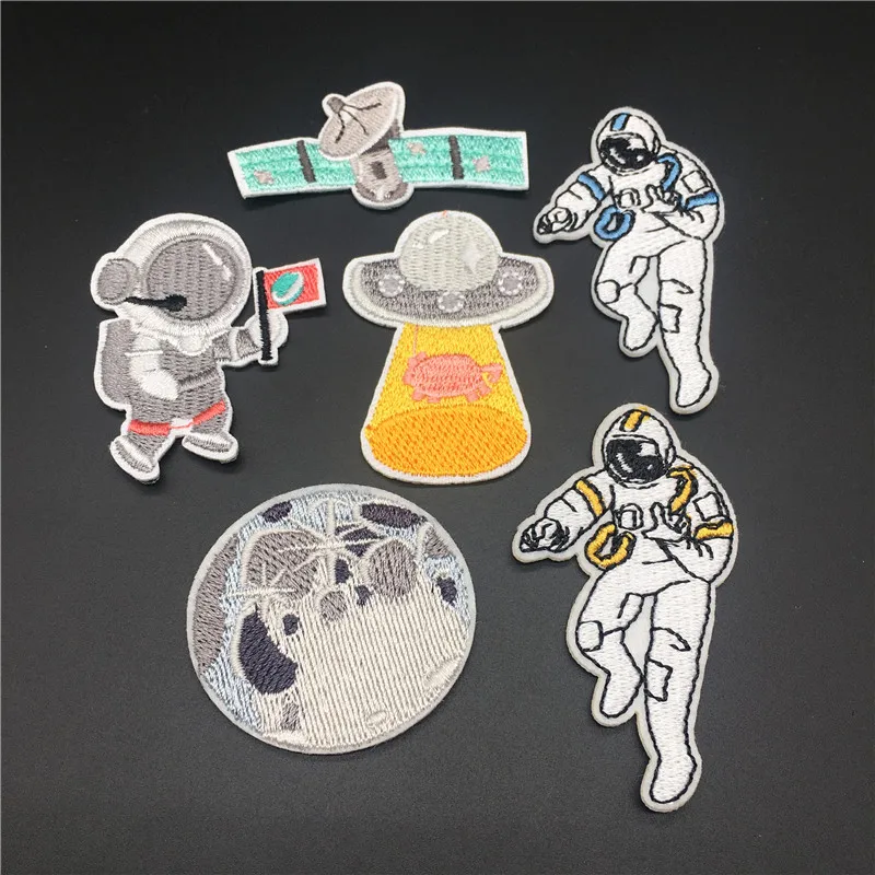 

6PCS/Set Space Satellite Planet Astronaut Patches DIY Stripes Ironing Patch Embroidered On Clothes For Kids T-shirt Backpack