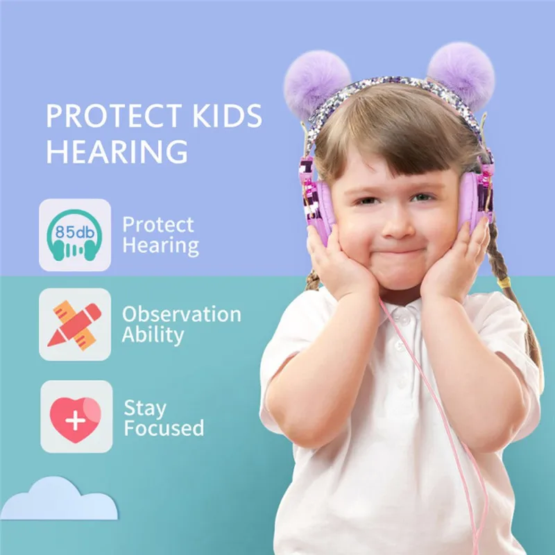 Kid Wired Headphone with Microphone 3 5mm Music Stereo Online Lesson Earphone Computer Mobile Phone Gamer Cat Headsets Girl Gift