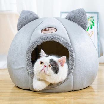 

Cat bed Foldable and Removable Cat Bed Self Warming for Indoor Cat Dog House with Lounger Grey Ropa Para Perro Drop