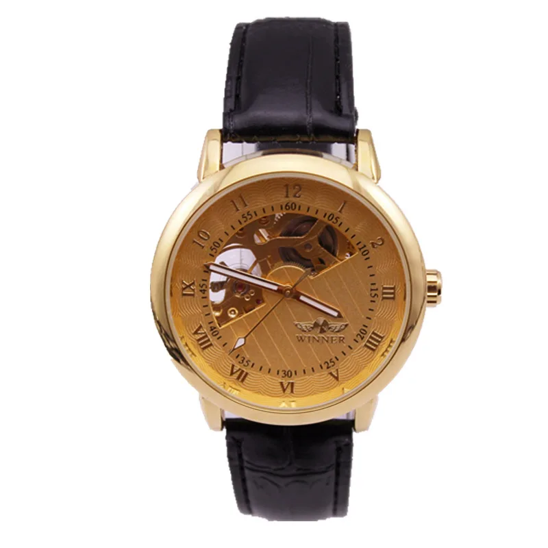 

Hot Selling Hot Sales Winner Fully Automatic Genuine Leather Men Casual Hollow out Design Mechanical Wrist Watch Manual Manipula
