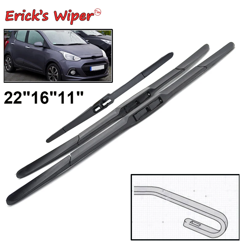 Erick's Wiper Front &amp Rear Blades Set For Hyundai i10 MK2 2013 - 2018 Windshield Windscreen 22&quot16&quot11&quot | Автомобили и