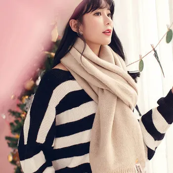 

Scarf for Women Solid Color Wool Scarf 2019 Autumn and Winter New Fashion Warm Thick Handmade Couple Scarf