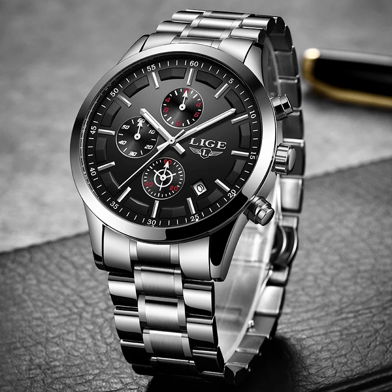 

2019 New Watches Men Luxury Brand LIGE Chronograph Men Sports Watches Waterproof Full Steel Quartz Men's Watch Relogio Masculino