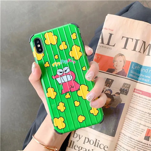 Мультяшный Crayon Shin-chan динозавр чехол для iPhone X XS Max Xr 8 7 6 S Plus чемодан мягкий чехол для телефона силиконовый чехол - Цвет: style 1