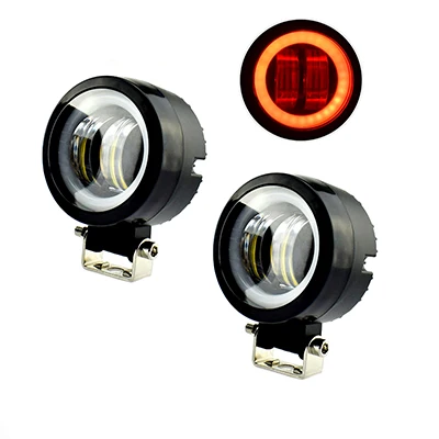 red round Moto rcycles фары moto rbike противотуманная фара рабочий свет 12v 20 Вт Светодиодный светильник в виде ангельских глаз фары moto туман пятно лампы Автомобильные светодиодные фары - Цвет: red round