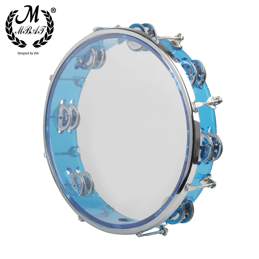 M MBAT J92 Blue Hand Tambourine Transparent Material Self-tuning Hand Tambourine Children's Musical Toys Percussion Instruments