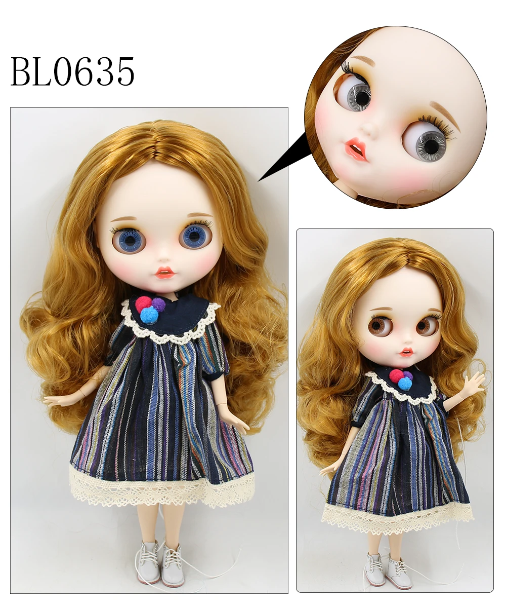 Neo Blythe Doll with Blonde Hair, White Skin, Matte Smiling Face & Custom Jointed Body 1
