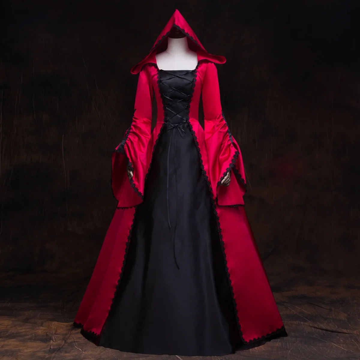 Highend Halloween Vampire Queen Cosplay Dress Hooded Meideval Gothic