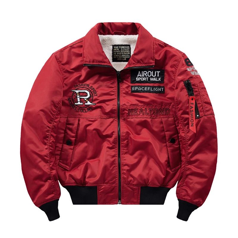 Online Japanischen street hip hop fleece männer jacke lose flug armee Ma 1 pilot jacke männer dicke männer windbreaker parka mantel 4XL