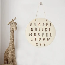 

Nordic English Alphabet Wall Hanging Ornament Baby Bedroom Decorations Round Wooden Crafts Kids Room Nursery Decor Photo Props