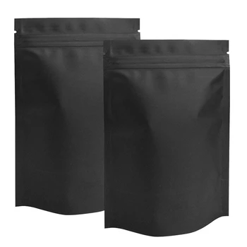 

100 Pack Smell Proof Stand-Up Bags - 4 x 6 Inch Resealable Mylar Bags Foil Pouch Double-Sided Zipper Matte Black