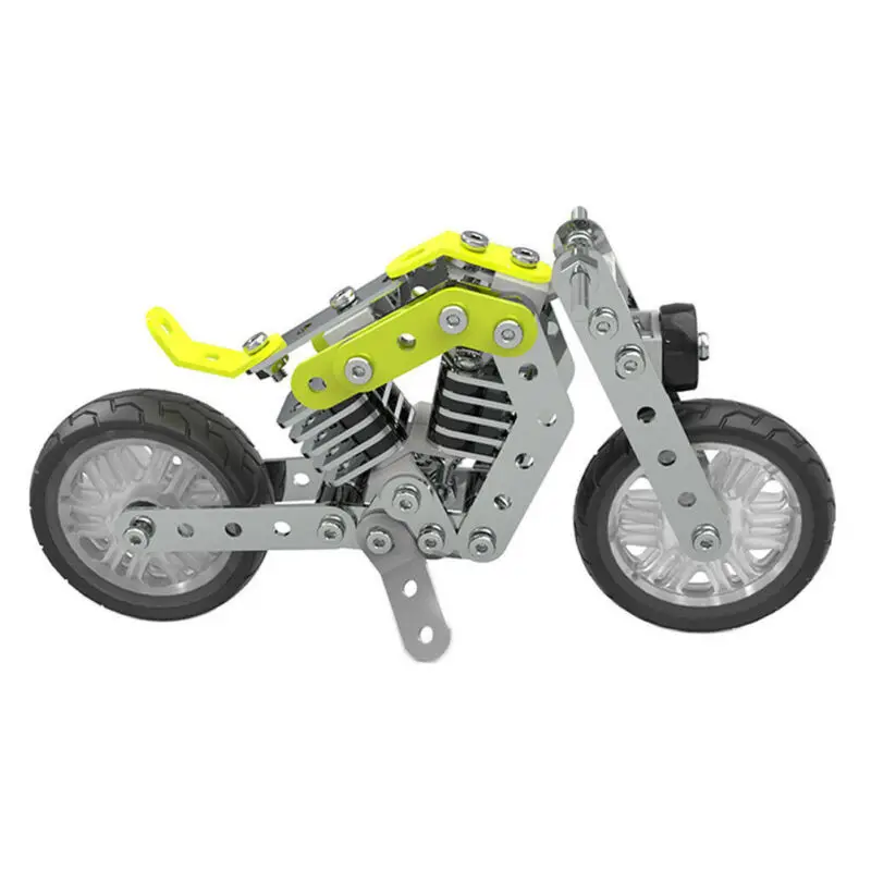 120PC METALLIC BUILDING BLOCKS KIDS CONSTRUCTION MOTORCYCLE BRICKS SET W/ TOOLS