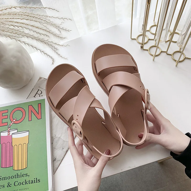 

2019 New Style Rome Sandals Women's A- line Belt Buckle INS Tidal Harbor-Style-Buckle Anti-slip Thick Bottomed Comfortable Sanda