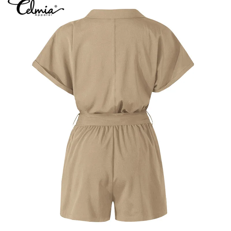 Women Short Rompers Celmia Casual Loose Short Sleeve Summer Jumpsuits Lapel Buttons Sashes Playsuits Sexy 5Xl Short Overalls 7 Women Short Rompers Celmia Casual Loose Short Sleeve Summer Jumpsuits Lapel Buttons Sashes Playsuits Sexy 5Xl Short Overalls 7