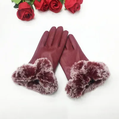 Red Женские зимние теплые перчатки черные кожаные теплые варежки с сенсорным экраном ветрозащитные противоскользящие дышащие сенсорная перчатка Tactico 1 пара - Цвет: Red