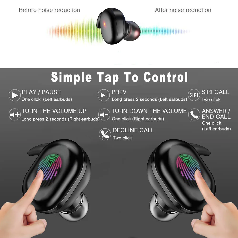 Y30 Wireless Bluetooth Headset TWS Bluetooth HeadPhone 5 0 Stereo Sports Waterproof Earbuds Touch Control for iPhone 11 X Huawei