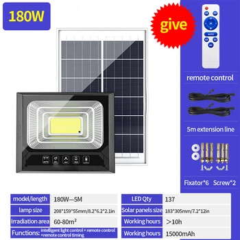 

Remote Contro Solar LED Power PIR Motion Sensor Flood Wall Light Waterproof Outdoor Garden Security Solar Lamp With 5m Line