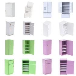 Miniature Fridge Refrigerator 1Door 1:12 Dollhouse Miniature White Green Purple Furniture Wooden Single Double Door Refrigerator