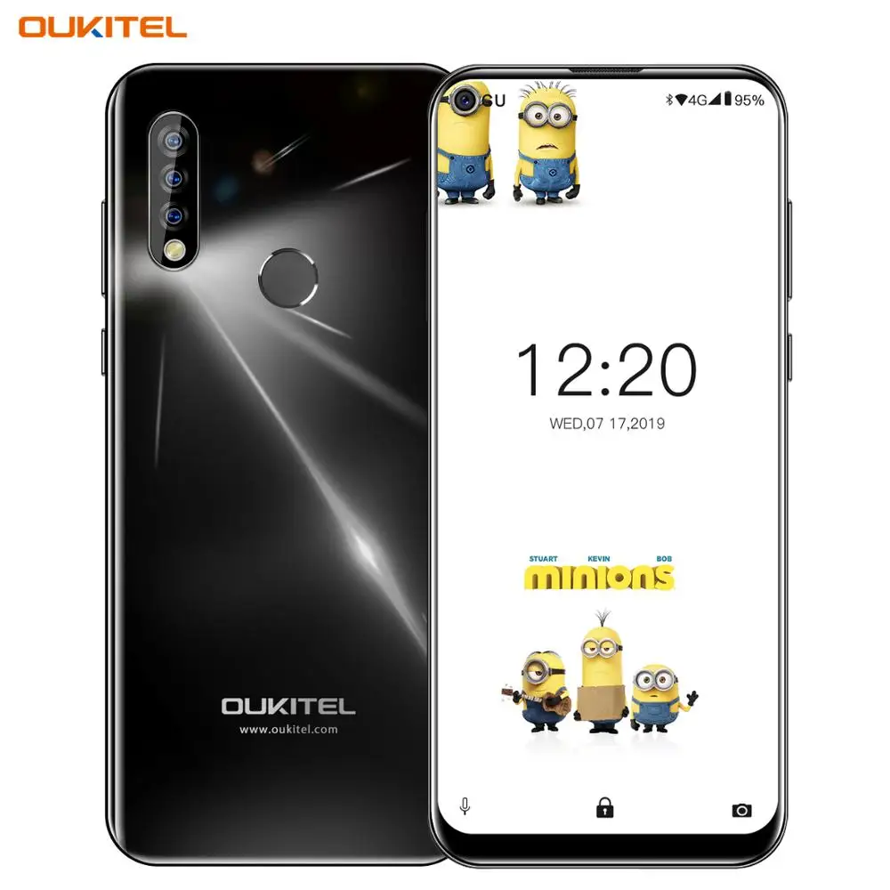 Oukitel C17, три тыловые камеры, 6,35 дюйма, смартфон MT6763, четыре ядра, Android 9,0, 3 ГБ, 16 ГБ, 3900 мА/ч, отпечаток пальца, распознавание лица, мобильный телефон - Цвет: black