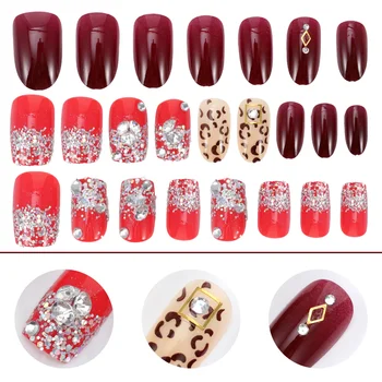 

48pcs Christmas Convenient Manicure Stickers Nail Decals Fake Nail Tips for Nail Salon Private Manicure