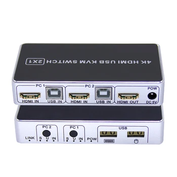 

4K HDMI KVM Switch 4/2 port 3840X2160P USB HDMI 1.4 KVM Switcher control up to 4/2 monitors for mac os. windows 10