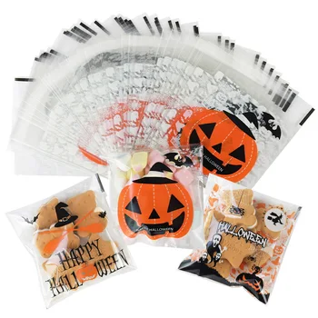 

10cm Cartoon Gift Boutique Bags Halloween Candies Bags Spiders Pumpkins Bats Print Pattern Cookie Gift Packing Bag for Halloween