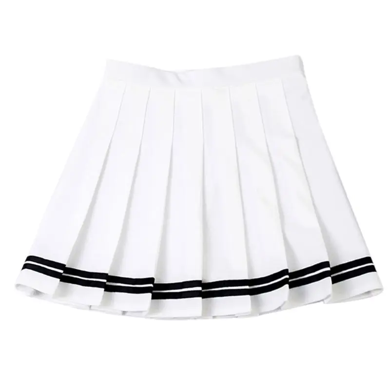 Плиссированная мини-юбка трапециевидной формы с завышенной талией для девочек, бесшовные трусы, эластичный пояс, Теннисный школьный комбинезон униформа - Цвет: S SIZE