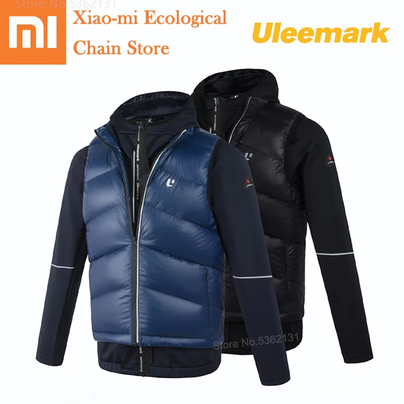 Xiaomi ULEEMARK Men 4 in 1 Down Jacket Vest Set Warm Duck Down Waistcoat Long Sleeve Velvet Jacket
