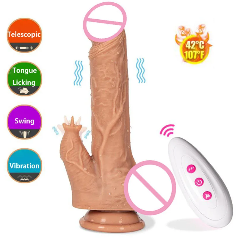 Remote Telescopic Swing Realistic Dildo Vibrator G-spot Massage Tongue Licking Clitoris Stimulation Adult Sex Toys for Woman |