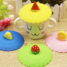 6 шт круглая герметичная силиконовая крышка для чашки Пылезащитная мультяшная фруктовая присоска герметичные крышки для кружек(случайный узор