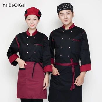 

Stand collar Fashion chef jacket Breakfast shop Baked goods Hotel Work uniform Waitress cooking buffet Breathable Chef overalls