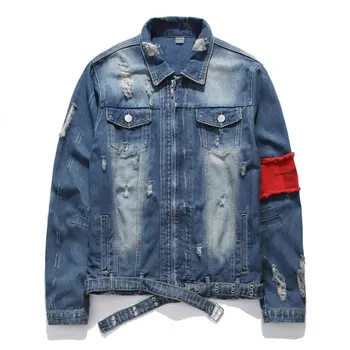 

2020 New Men's Denim Jacket Street Wear Hip-hop Jacket Denim Jacket Men's Jacket Brand Tear Denim Jacket Casual Trench Coat