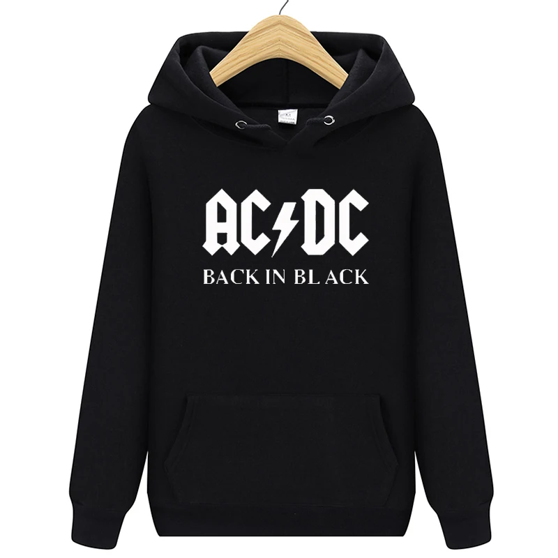 Мужская толстовка в стиле хип-хоп, рок-группа, ACDC, толстовка, мужская повседневная уличная куртка, толстовка с капюшоном, толстовки для мужчин и женщин, брендовая одежда - Цвет: black