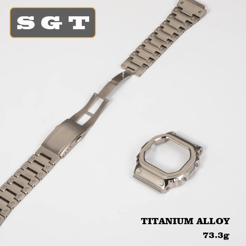 Titanium Silver Браслет для наручных часов из титанового сплава DW5600 DW5610 GW5600 Series, ремешок для наручных часов, подходит для часов, рамка, чехол, твердая рамка - Цвет ремешка: Titanium Silver