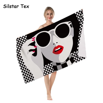

Silstar Tex Modern Fashion Towel Striped Character Microfiber Beach Blanket Rectangle Cover-Up Mats For Adults