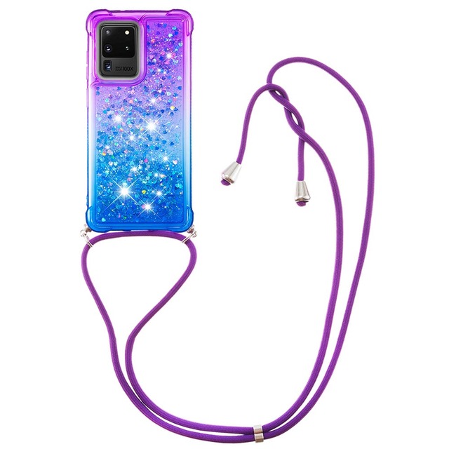 Quicksand Lanyard Strap Phone Case For Samsung Galaxy A42 A52 5G A71 S10 S20 Plus Lite Note 10 20 Pro Necklace Rope Cover
