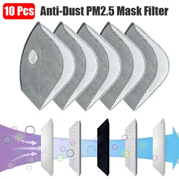 

10Pcs/Set Breathable Mask Liner 5 layers Anti-dust DIY Mask Making Tool Mask Filter Activated Carbon Masks Outdoor Accessories