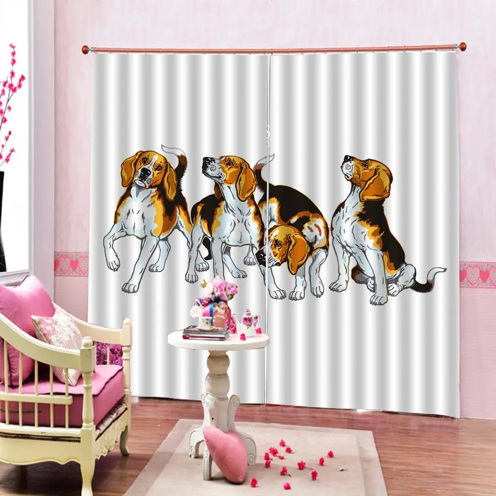 Cute Animal Dog Halfcurtain Window Customize Size Digital Print Living