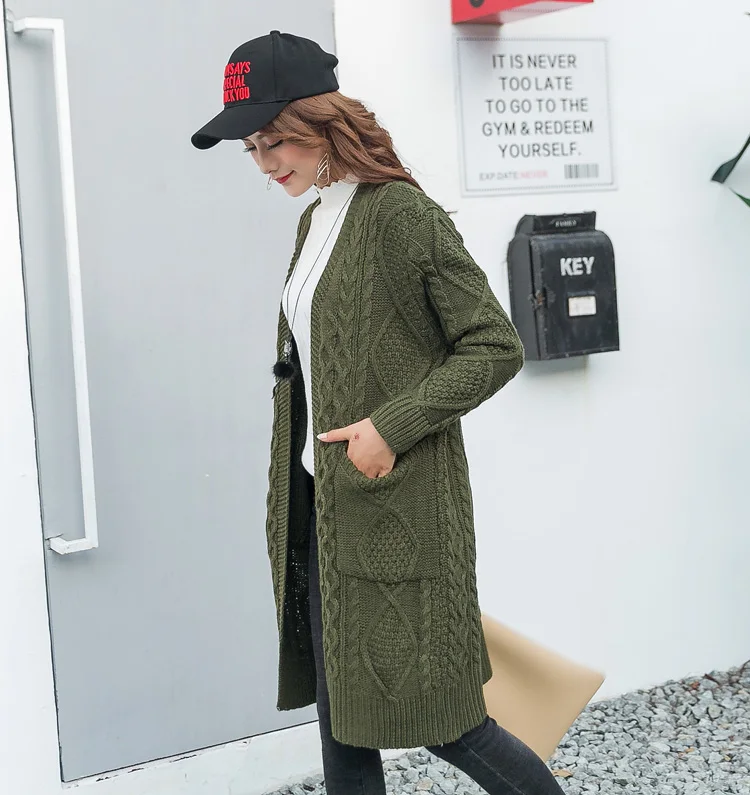 Winter Autumn Long Female Cardigans Latern Sleeve Casual Knitted Poncho Sweaters Oversized Long Cardigans Korean sueter
