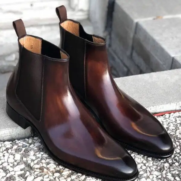 Botas clásicas de estilo Chelsea para hombre, calzado Formal totalmente combinable, de tacón bajo, color marrón, tendencia clásica, HL079, 2021