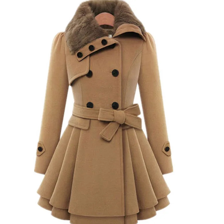 Стиль Европа и Америка женское платье приталенный шерстяной пиджак средней длины двубортное плотное пальто+ пояс