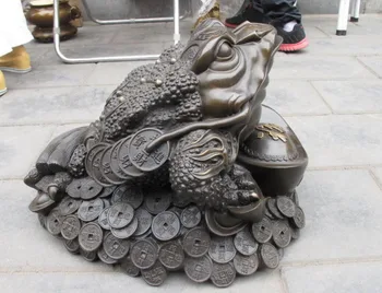 

zhmui8800626384+<<+Chinese Royal Bronze Blessing Money Spittor Frog Lucky Fengshui huge statue