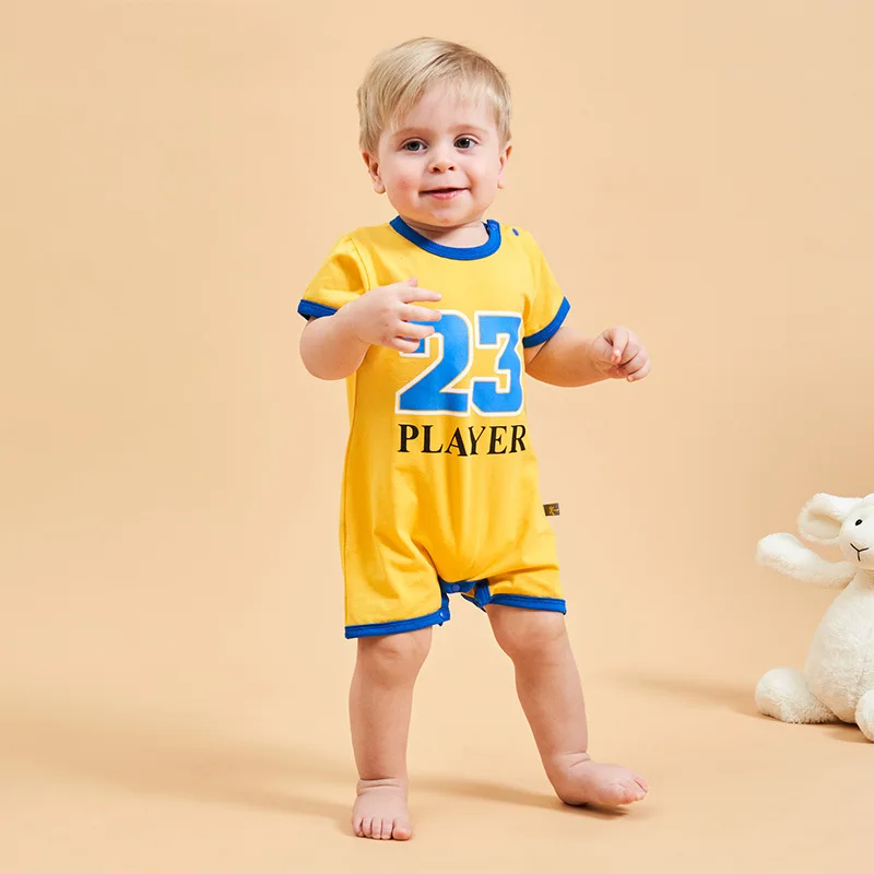 

Europe And America Sports Romper 2019 New Style Short Sleeve Basketball Wear 3-12 Month Baby Onesie Fashion Child Crawling Cloth