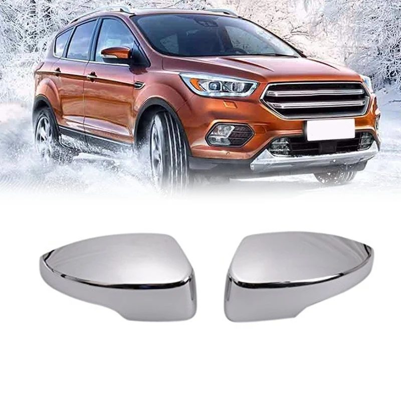 

Side Mirror Covers Rear View Mirror Exterior Cover for Ford Escape Kuga 2013-2019 Chrome 2Pcs