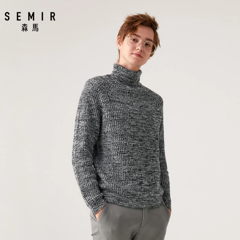 Semir с высоким воротником шерстяной свитер мужской весной и осенью молодой Свободный теплый свитер мужской корейской версии свитер пальто вязать