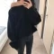Thick Winter slash neck Sweater Women pullover Girls Tops Loose Autumn Female Elegant Knitted Outerwear Sweater Warm Oversize black