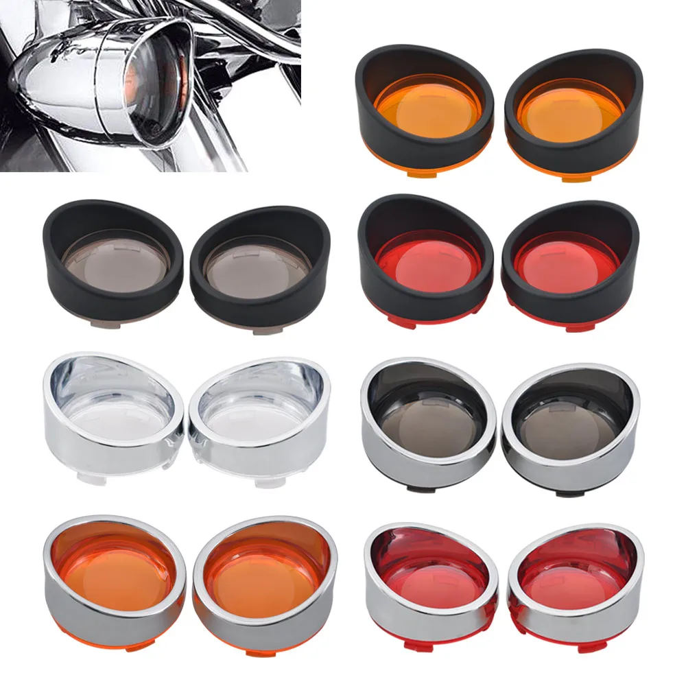 Turn Signal Indicator Light Clear Lens Trim Visor Cover for Harley Dyna