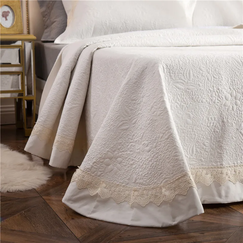 New 1pc 245x245cm and 245x265cm gray white cotton Bedspread and 2pcs pillowcase blanket Duvet Quilt bed cover