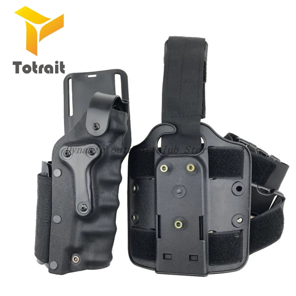 

Tactical Gun Holster Set w/ leg Platform Hunting Right Left Hand Use Drop Leg Hoster for GL 17 19 / 1911 / M92 M9/P226 balack/TA